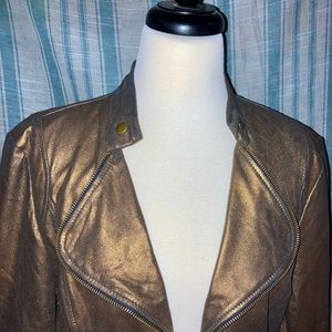 gold leather jacket
